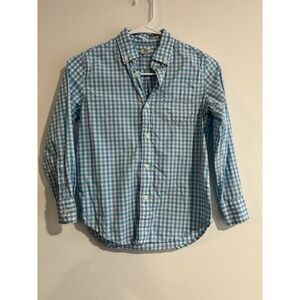 Dress Shirt 8 Button Crewcuts 100% Cotton Boys Easter Blue White Top Plaid